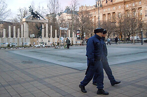 Police guarding the monument day and night 
