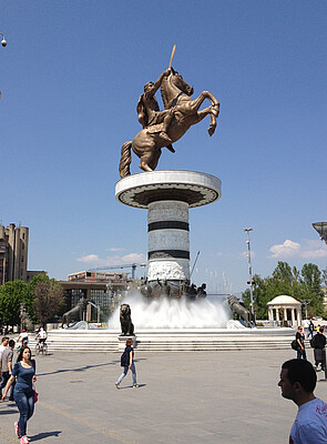 Monument of Alexander the Great on the main square in Skopje.