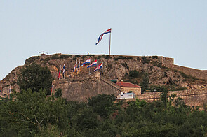 Croatian flag on the fortress above Knin by Tamara Banjeglav
