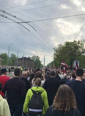 people demonstrating Riga